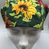 Sunflowers EURO Surgical Scrub Cap / Hat, Similar to those on Greys Anatomy, with adjustable toggle on elastic.