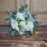 Anne Bridesmaid Bouquet White & Native Gum Bridal Bouquet Wedding Flowers Wedding Posy Rose wedding bouquet Babys breath blue gum eucalypt