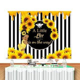 A Little Bee Is On The Way Photo Backdrop Baby Shower Yellow Sunflower Honey Photography Background Black Stripes Vinyl Photo Studio Props