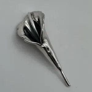 Calla Lily Statement Brooch Lapel Pin Sterling Silver Electroform Lost Wax