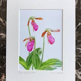 Pink Lady's Slipper Orchid Print, spring flower art, wildflower art, pink flower art, flowers of the woods, flower print, Ontario flower art