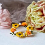 Sunflower Carnation Flowers Brooch Pin
