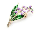 Lily of the Valley Brooch Lavender Enamel Crystals Flowers Floral New