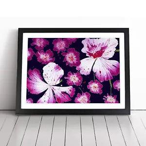Painted Carnation Flower Abstract Framed Wall Art Poster Print Picture Large