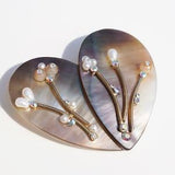 Nacre brooch. Mother of pearl brooch. Leaf brooch. Grass brooch. Mop brooch. Grandma gift. Mother gift. Heart brooch. Pearl brooch. Mom gift