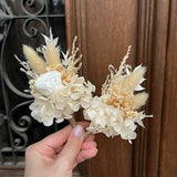 Boho white boutonniere, Ivory Wedding Groom Rose Boutonniere, Rust White wedding mini bouquet, Dried flower boho beige groom boutonniere