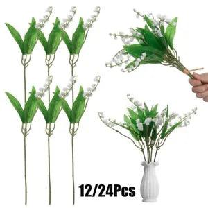 12/24 Bundles Plastic Outdoor Artificial Fake Flower Lily UV Resistant Plants