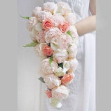 Silk Blush Pink Peach Ivory Peony Wedding Cascading Bouquet Wedding Bouquet Cascade bouquet Bridal Bride Bouquets