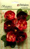 Ranunculus RED - 8 Fabric Flowers + 6 Leaves - 33-48mm Across Botanica Pet L2b