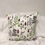 Modern Vintage Burgundy Floral Green Plants Pattern Ivory Background Decorative Square Pillow Case 18 20 26 in