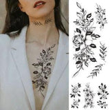 Flower Waterproof Tattoos - Peony Rose Flash Stickers Body Art Tattoos 1pc Sets