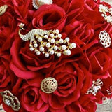Wedding Bouquet, Silk Bouquet, Red Bouquet, Brooches Bouquet, Silk Bridal Bouquet, Bridal Bouquet, Roses Bouquet, Artificial Bouquet