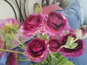 Silk Open Burgundy Peony and Bud 23 Inches  Tall - 6 pieces.