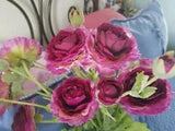 Silk Open Burgundy Peony and Bud 23 Inches  Tall - 6 pieces.