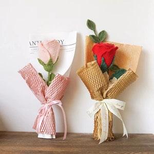 Rose Flower Bouquet, Crochet Flowers, Crochet Bouquet, Crochet Flower Bouquet, Crochet Gift, Blush Pink Rose, Gift  for Her, Christmas gift