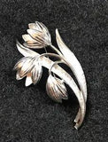VINTAGE Crown TRIFARI Silver Tone 3 Flowers Lily Snow Drops 2" Pin Brooch