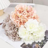 5pcs Pink Silk Rose Artificial Flowers Peony Bridal Bouquet for Wedding...