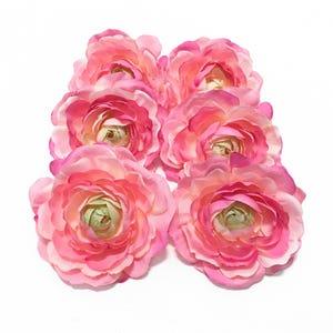 6 Artificial Ranunculus - Shades of Pink- Artificial Flowers, DIY Wedding, Flower Crowns, Silk Flowers, Bouquet, Millinery, Hair Accessories
