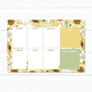 Sunflower Themed Weekly Planner, Sunflower Notepad, Weekly To Do List Notepad, Weekly To Do List Planner, Productivity Desk pad, Custom Note