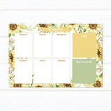 Sunflower Themed Weekly Planner, Sunflower Notepad, Weekly To Do List Notepad, Weekly To Do List Planner, Productivity Desk pad, Custom Note