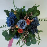 Dusty Blue and Blush Rose Bridal Bouquet, Rose Bouquet, Boho Silk Bouquet, Fall Wedding, Dahlia Eucalyptus, Slate,Steel, Outdoor, Wildflower