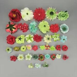 41Pcs Colorful Faux Silk Flower Heads Set in BulkFor DIY Craft  Flower bouquets