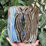 Large Black Brown Blue Ceramic Slug Orchid Planter Pot with Holes