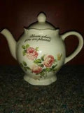 Vintage "Bloom Where You Are Planted" Martha Vaughn Lily Creek Floral Teapot