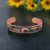 Western SUNFLOWERS Cuff Bracelet, Copper Art Bracelet, Sunflower Jewelry, Floral Copper Art Cuff, Handmade Copper Cuff