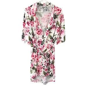 Show Me Your Mumu Brie Robe Belted Pink Green Peony Flowers Floral One Size