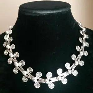 Erick's Sterling Silver Special Collection Lilies Art Deco Necklace Taxco.950