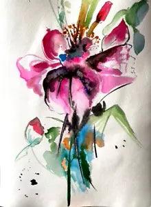 Peonies Watercolor Painting ORIGINAL Art Flower Artwork Floral Abstract Modern