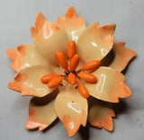 Vintage 60s Women's Peach & Orange Enamel Metal Lily Flower Brooch