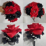 Red Black Rose Calla Lily Bridal Wedding Bouquet Accessories