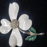 Vintage White Peony Flower Brooch