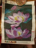 Pink & Purple Lilies, Lily Pads Full Drill Diamond Painting Kit 30cm x 40cm