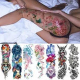 1sheet Peony Flowers Temporary Tattoos Lotus Fish Waterproof Tattoo Body Art Dec