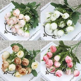 15 Mini lovely silk peony artificial flowers bridal bouquet fake rose bouquet wedding family party decoration DIY