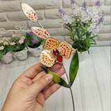 Stained glass orchid, Orange orchid, Glass flower 3d, Flower for a vase or flowerpot, garden decor, Stained glass gift for mom