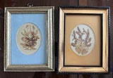 Vintage framed dried botanical art flowers set of 2 wall hanging