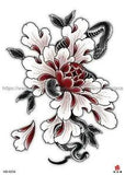 snake peony flower big 8.25" temporary tattoo men teenager tattoos