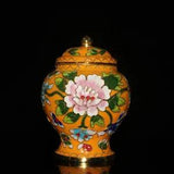 Red copper embryo cloisonne silk peony flower Jiang Jun jar decoration