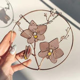 Pink Flower Suncatcher Orchid Bee. Stained glass Home Decor Panel Pendant Garden Window Wall Hangings. Mother??s day gift