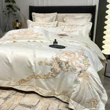 Luxury Embroidery Bedding Set Cotton Bloom Peony Quilt/Duvet Cover Set Bed Linen