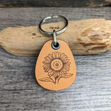 ForLeatherMore Sunflower Genuine Leather Keychain Wildlife Collection Key Holder