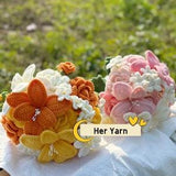 Finished Crochet tulip and rose flower Bouquet, forget me not flower,wedding flower bouquet, Anniversary bouquet, Bridal bouquet