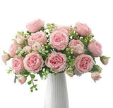 3 Bunches Artificial Flower for Decoration Fake Flowers Silk Peony Faux Pink