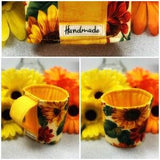 Sunflowers, Coffee Sleeve, Cup Cozy, Fabric Coffee Cup Cozy, Fabric Cup Cozy, Embroidered Cup Cozy, Cup Cozy Holder, Cup Cozy with Handle,