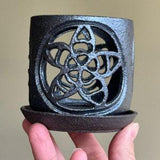 Metallic Black Grey Micro Mini Sand Dollar Fossil Orchid Planter Pot with Holes and Optional Saucer