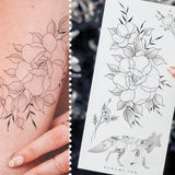 temporary tattoos 4 tattoos fox wildflowers peonies bouquet floral silhouette